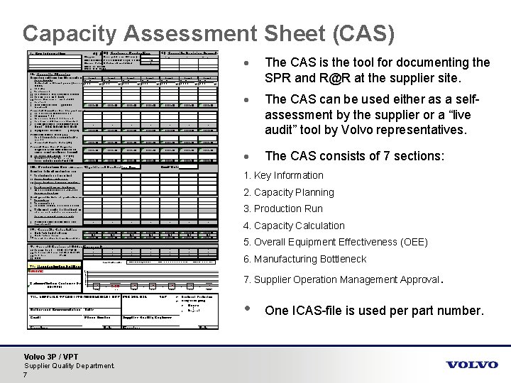 Capacity Assessment Sheet (CAS) · The CAS is the tool for documenting the SPR