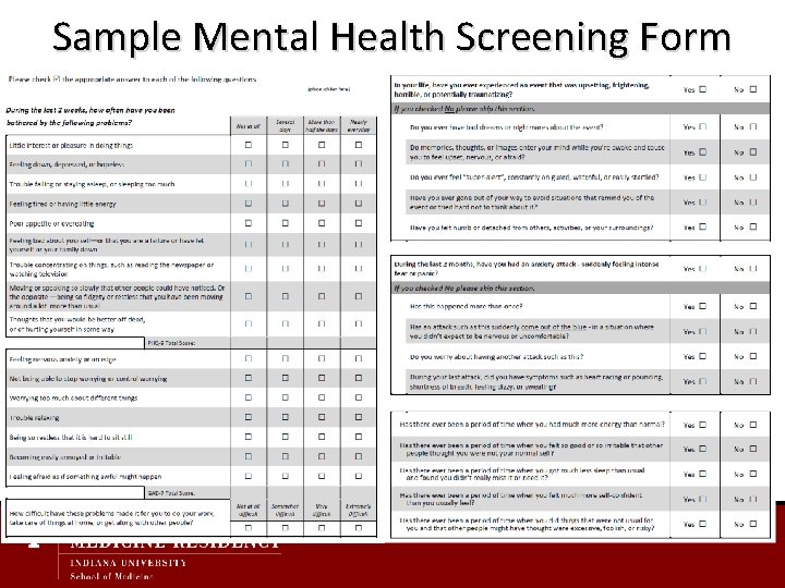 Sample Mental Health Screening Form 