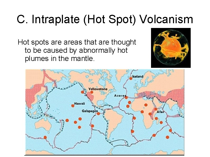 C. Intraplate (Hot Spot) Volcanism Hot spots areas that are thought to be caused