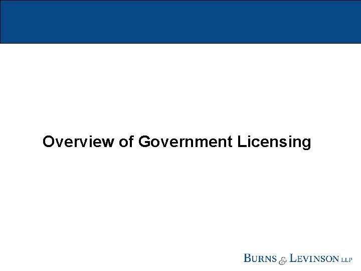 Overview of Government Licensing 