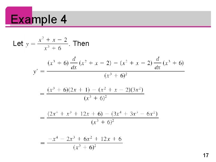 Example 4 Let Then 17 