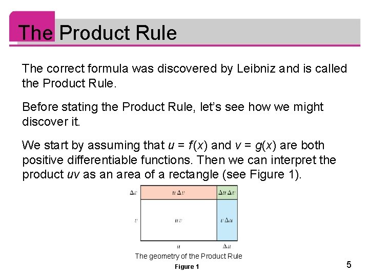 The Product Rule The correct formula was discovered by Leibniz and is called the