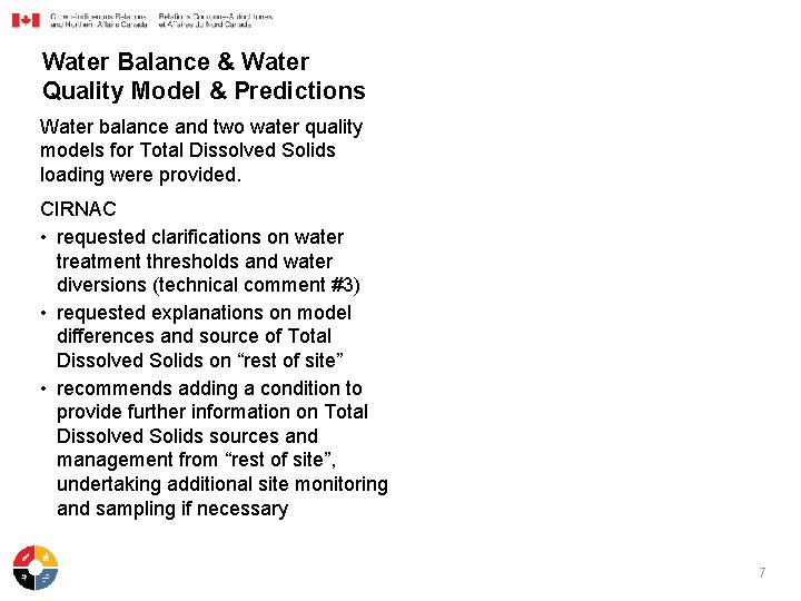 Water Balance & Water Quality Model & Predictions Water balance and two water quality