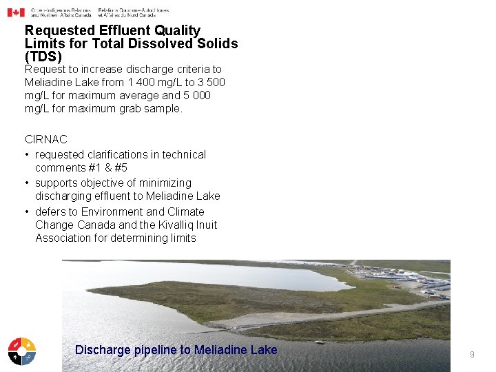 Requested Effluent Quality Limits for Total Dissolved Solids (TDS) Request to increase discharge criteria