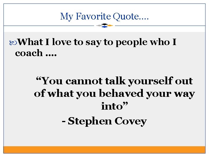 My Favorite Quote…. What I love to say to people who I coach ….