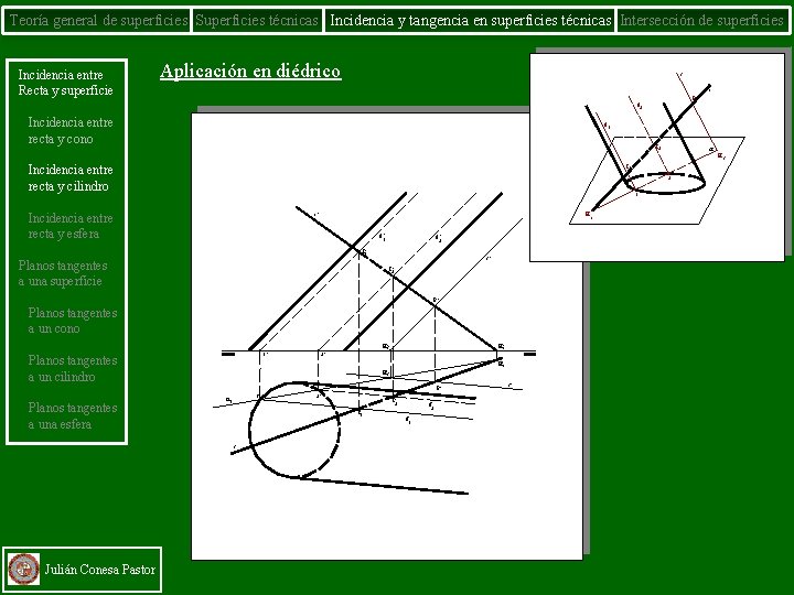 Teoría general de superficies Superficies técnicas Incidencia y tangencia en superficies técnicas Intersección de