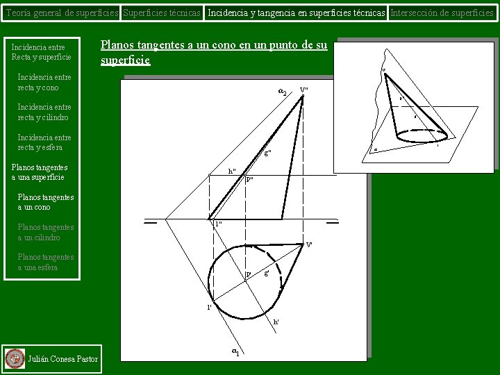 Teoría general de superficies Superficies técnicas Incidencia y tangencia en superficies técnicas Intersección de