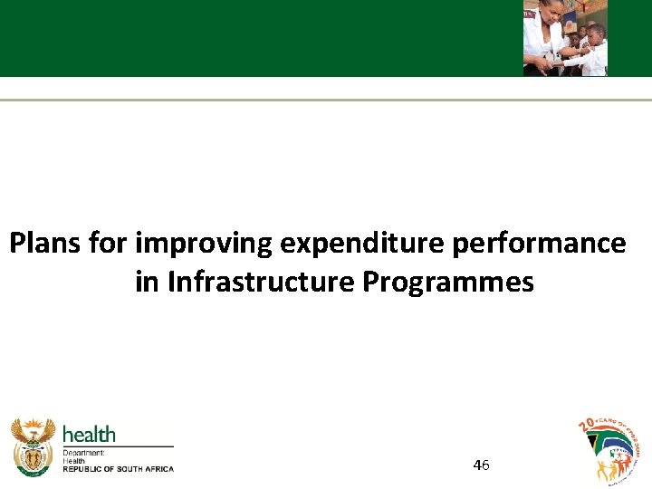 Plans for improving expenditure performance in Infrastructure Programmes 46 