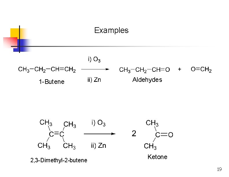 Examples 1 -Butene 2, 3 -Dimethyl-2 -butene Aldehydes Ketone 19 