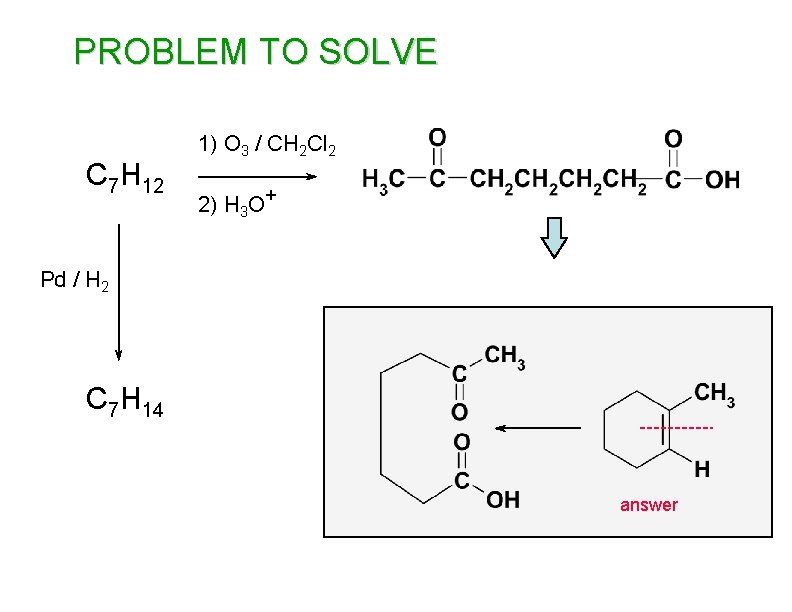 PROBLEM TO SOLVE C 7 H 12 1) O 3 / CH 2 Cl