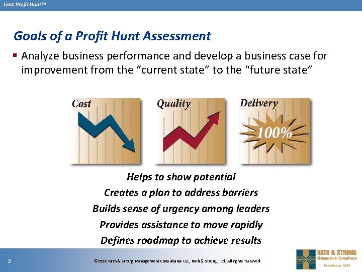 Lean Profit Hunt. SM Goals of a Profit Hunt Assessment § Analyze business performance Lean Profit Hunt. SM Goals of a Profit Hunt Assessment § Analyze business performance
