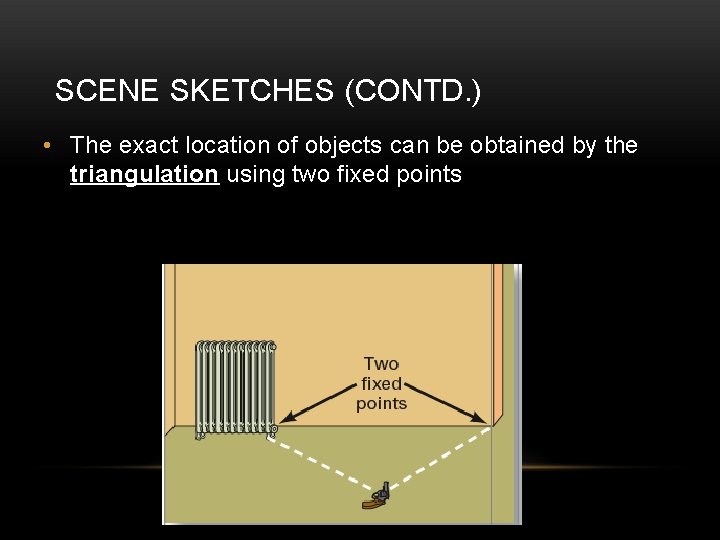 SCENE SKETCHES (CONTD. ) • The exact location of objects can be obtained by
