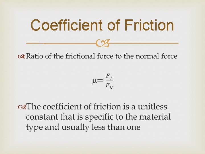 Coefficient of Friction 