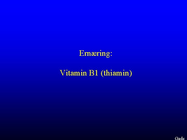 Ernæring: Vitamin B 1 (thiamin) Gade 