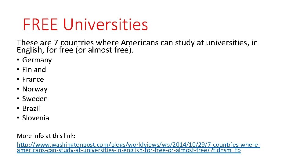 FREE Universities These are 7 countries where Americans can study at universities, in English,