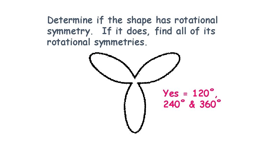 Determine if the shape has rotational symmetry. If it does, find all of its