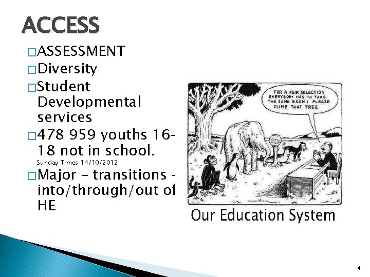 ACCESS � ASSESSMENT � Diversity � Student Developmental services � 478 959 youths 1618