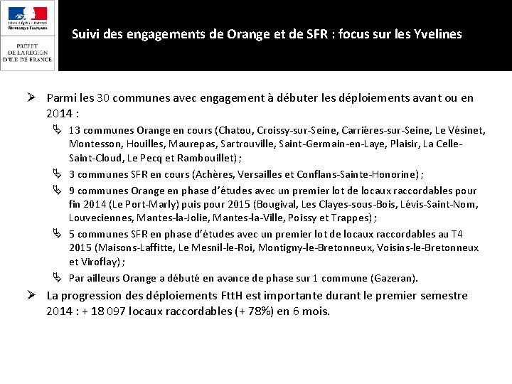 Suivi des engagements de Orange et de SFR : focus sur les Yvelines Ø