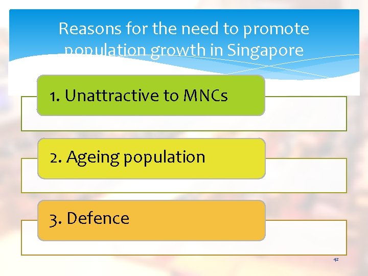 Reasons for the need to promote population growth in Singapore 1. Unattractive to MNCs