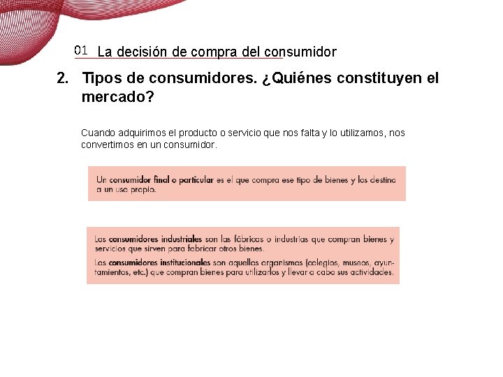 01 La decisión de compra del consumidor 2. Tipos de consumidores. ¿Quiénes constituyen el