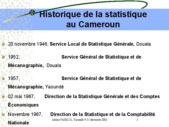 Historique de la statistique au Cameroun 20 novembre 1946, Service Local de Statistique Générale,