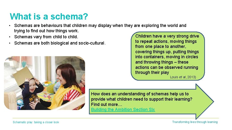 What is a schema? • Schemas are behaviours that children may display when they What is a schema? • Schemas are behaviours that children may display when they