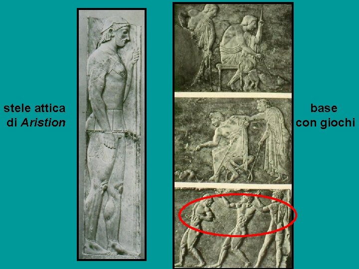 stele attica di Aristion base con giochi 