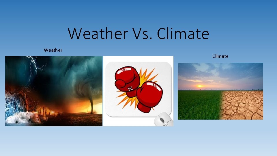Weather Vs. Climate Weather Climate 