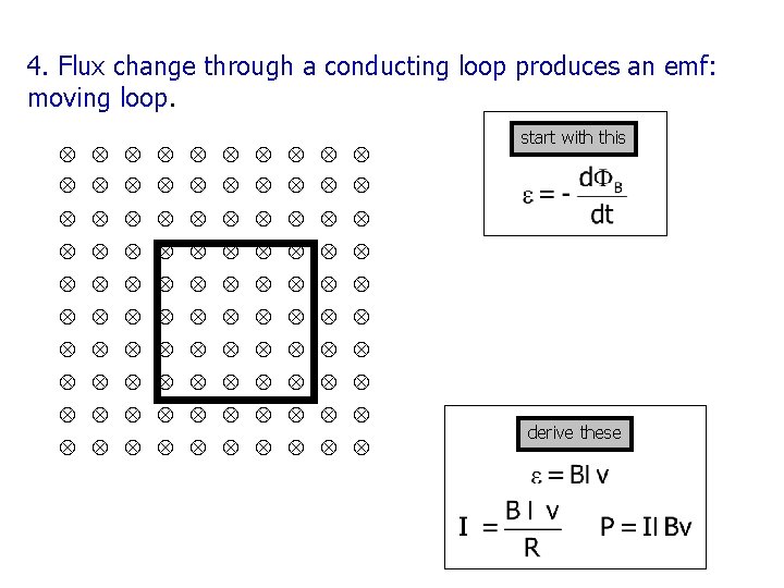 4. Flux change through a conducting loop produces an emf: moving loop. start with