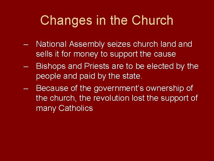 Changes in the Church – National Assembly seizes church land sells it for money