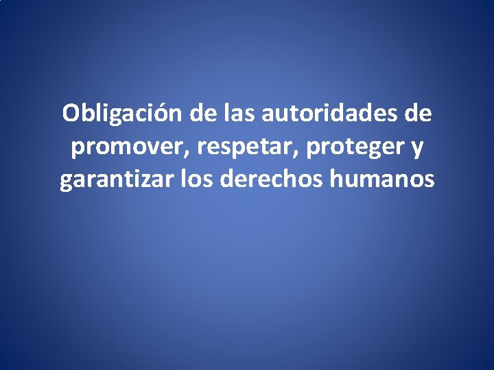 Obligación de las autoridades de promover, respetar, proteger y garantizar los derechos humanos 