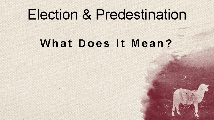 Election & Predestination What Does It Mean? 