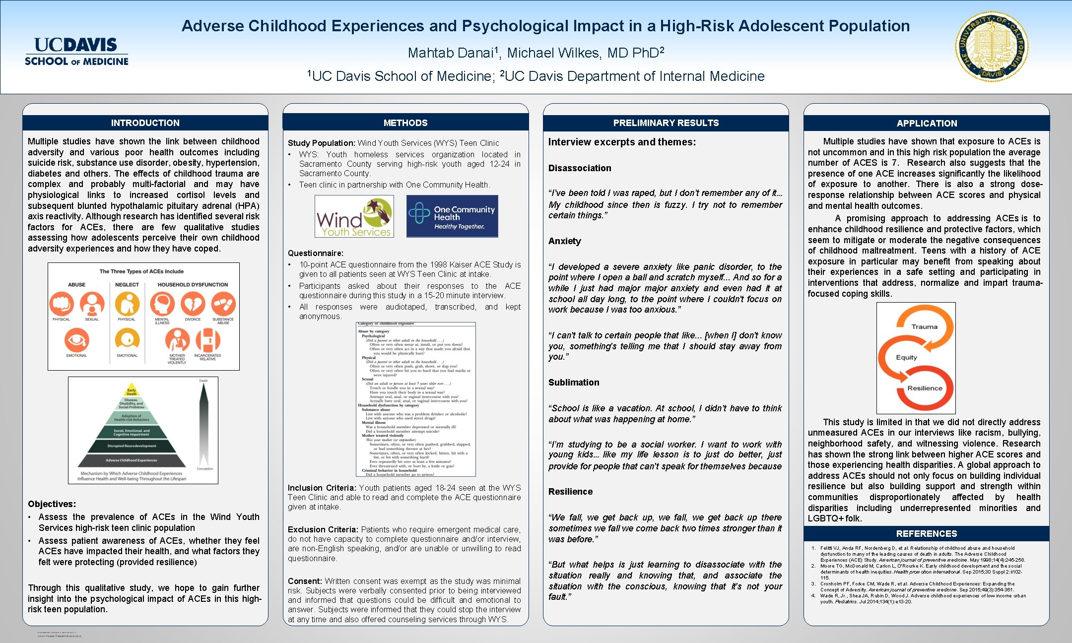 Adverse Childhood Experiences and Psychological Impact in a High-Risk Adolescent Population Mahtab Danai 1,