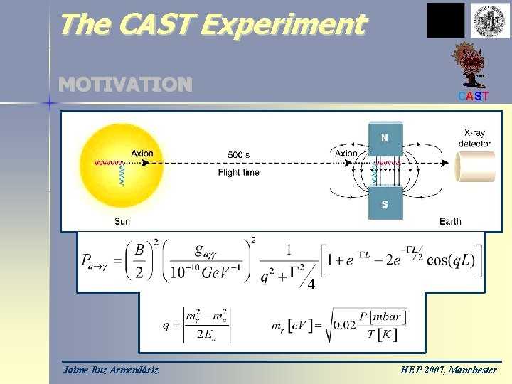 The CAST Experiment MOTIVATION Jaime Ruz Armendáriz. CAST HEP 2007, Manchester 