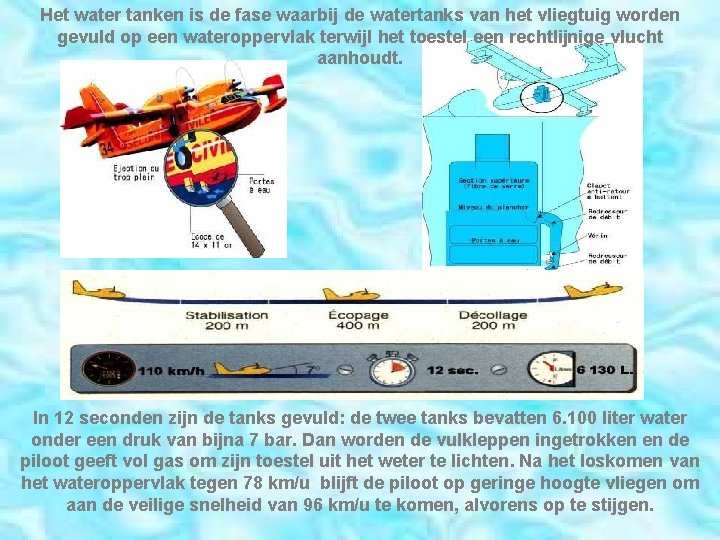 Het water tanken is de fase waarbij de watertanks van het vliegtuig worden gevuld