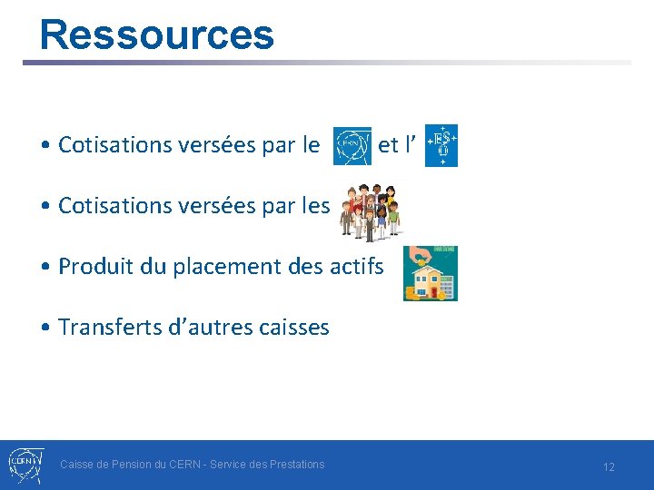 Ressources • Cotisations versées par le et l’ • Cotisations versées par les •