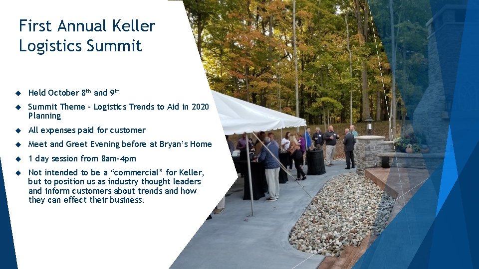 First Annual Keller Logistics Summit Held October 8 th and 9 th Summit Theme