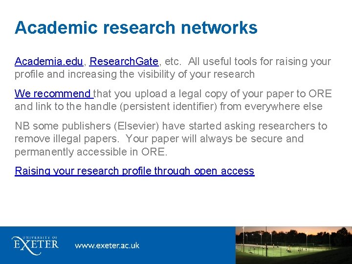 Academic research networks Academia. edu, Research. Gate, etc. All useful tools for raising your