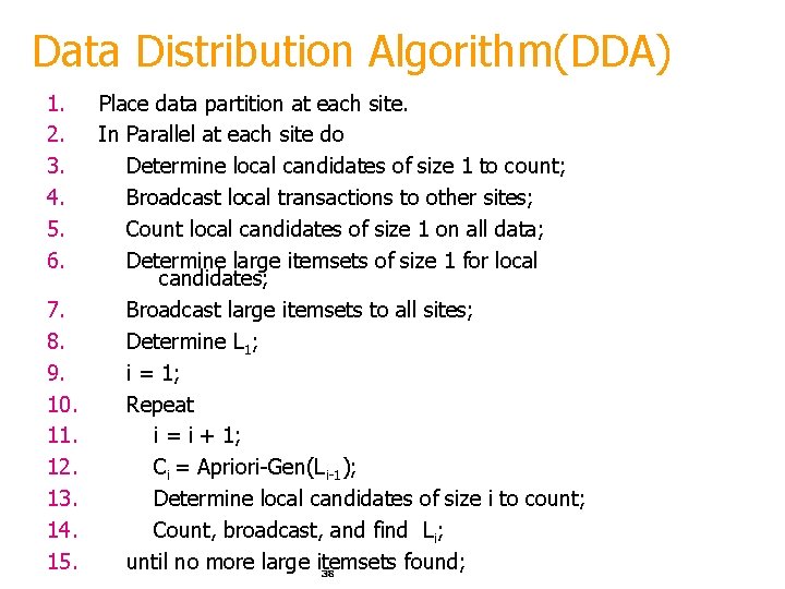Data Distribution Algorithm(DDA) 1. 2. 3. 4. 5. 6. 7. 8. 9. 10. 11.