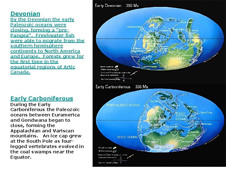 Devonian By the Devonian the early Paleozoic oceans were closing, forming a "pre. Pangea".