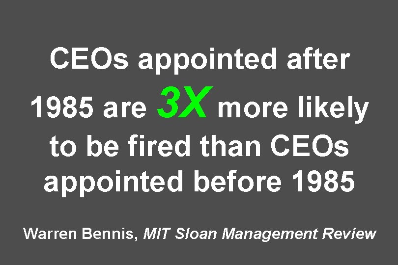 CEOs appointed after 1985 are 3 X more likely to be fired than CEOs