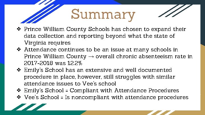 Summary ❖ Prince William County Schools has chosen to expand their data collection and