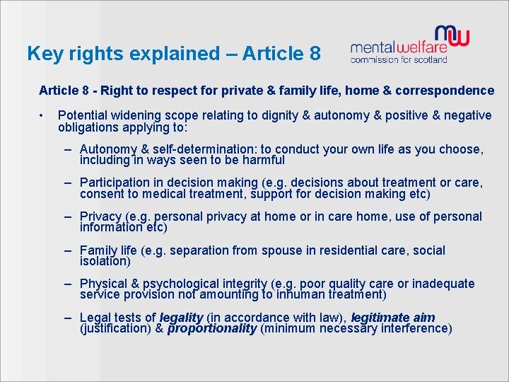 Key rights explained – Article 8 - Right to respect for private & family