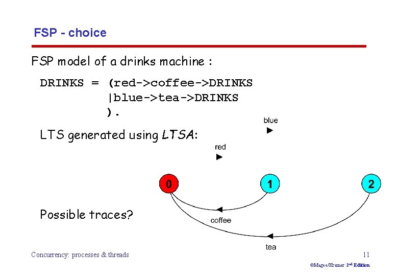 FSP - choice FSP model of a drinks machine : DRINKS = (red->coffee->DRINKS |blue->tea->DRINKS