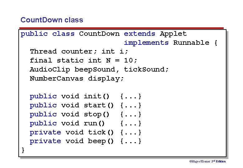 Count. Down class public class Count. Down extends Applet implements Runnable { Thread counter;
