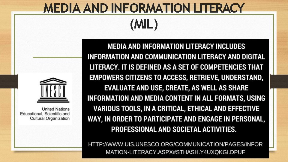 MEDIA AND INFORMATION LITERACY (MIL) 