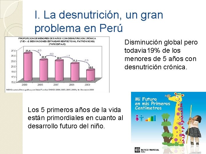 I. La desnutrición, un gran problema en Perú Disminución global pero todavia 19% de