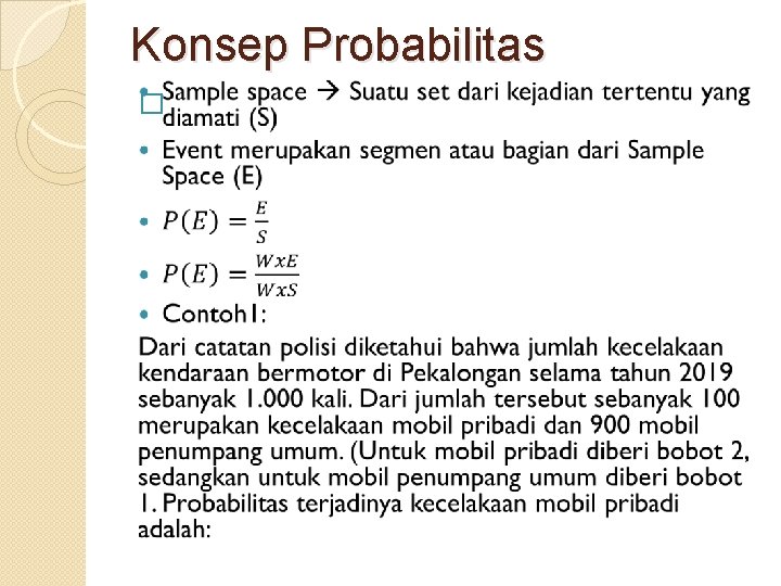 Konsep Probabilitas � 