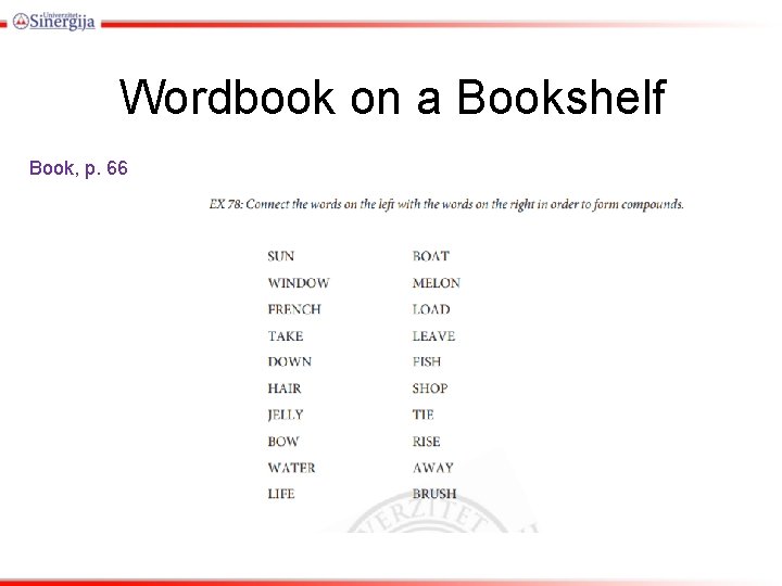 Wordbook on a Bookshelf Book, p. 66 Wordbook on a Bookshelf Book, p. 66