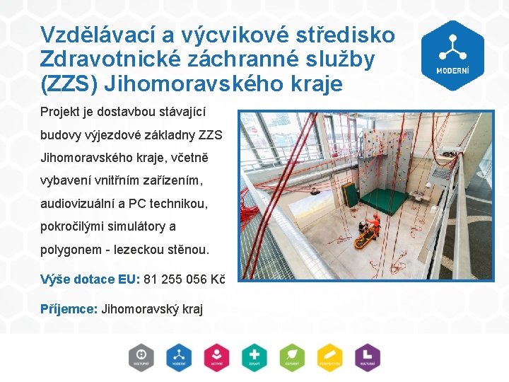 Vzdělávací a výcvikové středisko Zdravotnické záchranné služby (ZZS) Jihomoravského kraje Projekt je dostavbou stávající Vzdělávací a výcvikové středisko Zdravotnické záchranné služby (ZZS) Jihomoravského kraje Projekt je dostavbou stávající